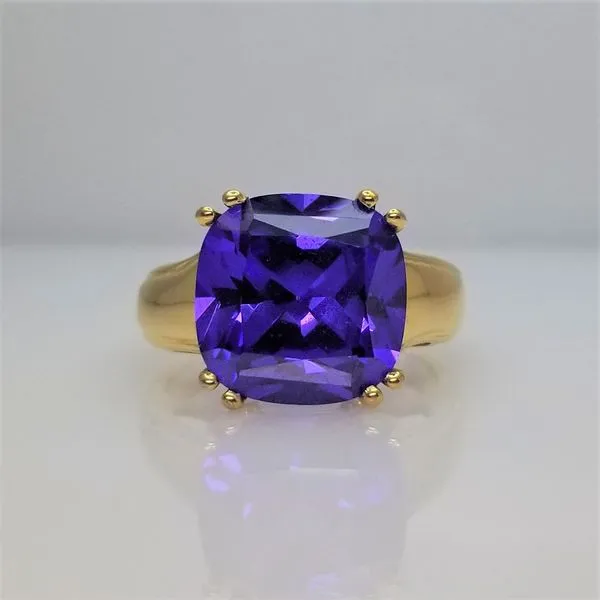 Yellow-Tone Sterling Silver Tanzanite Imitation CZ Ring Chipper's Jewelry Bonney Lake, WA