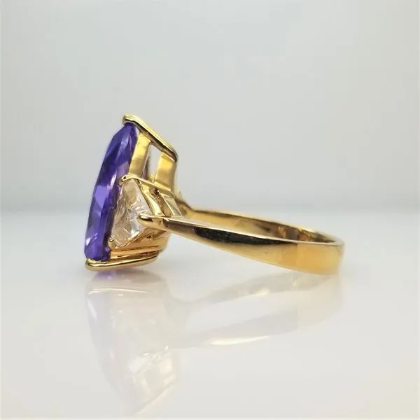 Yellow-Tone Sterling Silver Tanzanite Imitation CZ Ring Image 2 Chipper's Jewelry Bonney Lake, WA