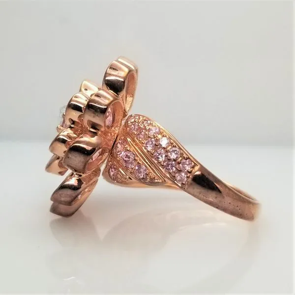 Rose-Tone Sterling Silver Pink Ice CZ Flower Ring Image 2 Chipper's Jewelry Bonney Lake, WA