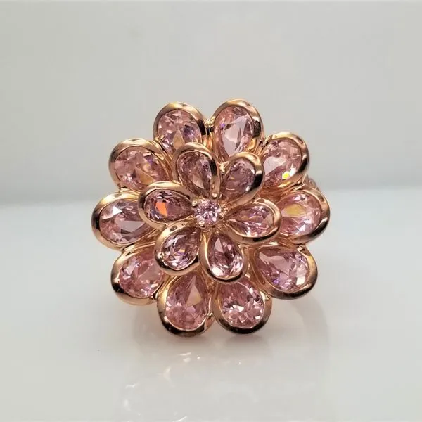 Rose-Tone Sterling Silver Pink Ice CZ Flower Ring Chipper's Jewelry Bonney Lake, WA