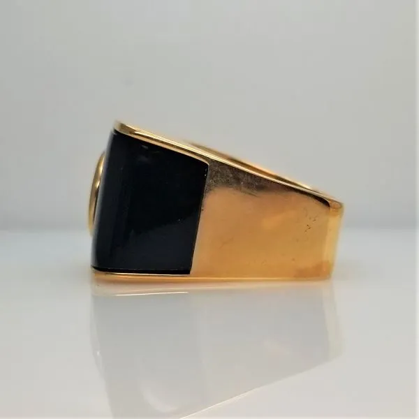 Yellow-Tone Sterling Silver CZ and Onyx Ring Image 2 Chipper's Jewelry Bonney Lake, WA