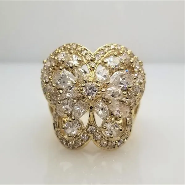 Yellow-Tone Sterling Silver CZ Butterfly Ring Chipper's Jewelry Bonney Lake, WA