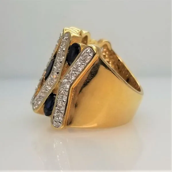 Lab Grown Sapphire and CZ Ring Yellow-Tone Sterling Silver Image 2 Chipper's Jewelry Bonney Lake, WA