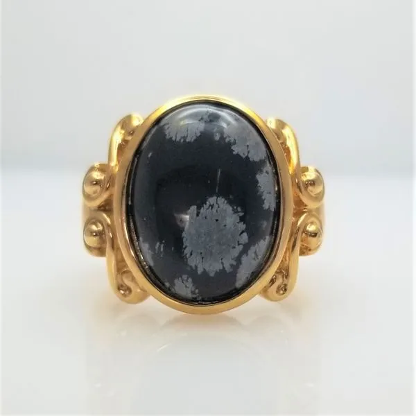Yellow-Tone Sterling Silver Snowflake Obsidian Ring Chipper's Jewelry Bonney Lake, WA