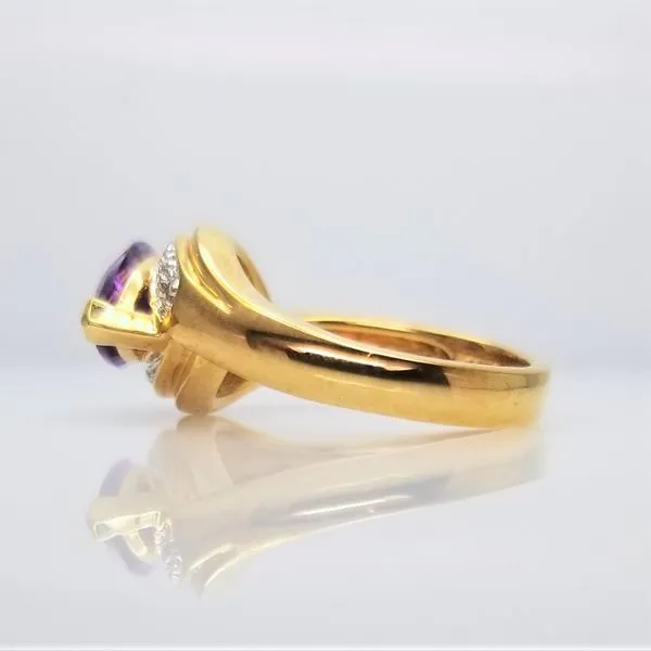 Yellow-Tone Sterling Silver Marquise Imitation Alexandrite Synthetic Sapphire Ring Image 2 Chipper's Jewelry Bonney Lake, WA