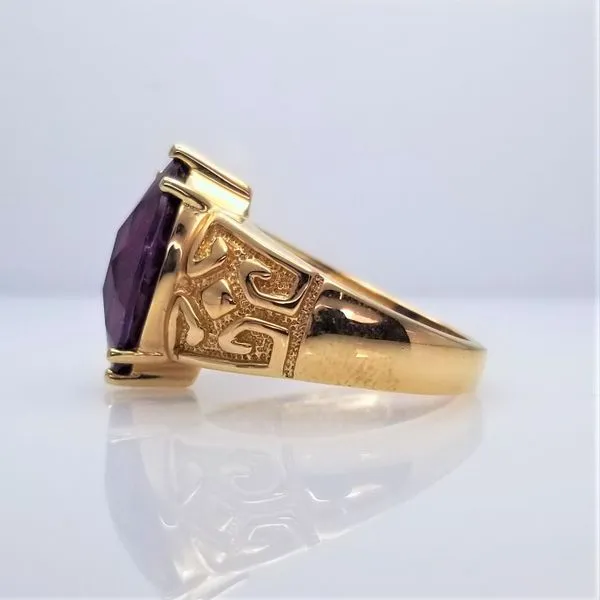 Yellow-Tone Sterling Silver Imitation Alexandrite Synthetic Sapphire Ring Image 2 Chipper's Jewelry Bonney Lake, WA