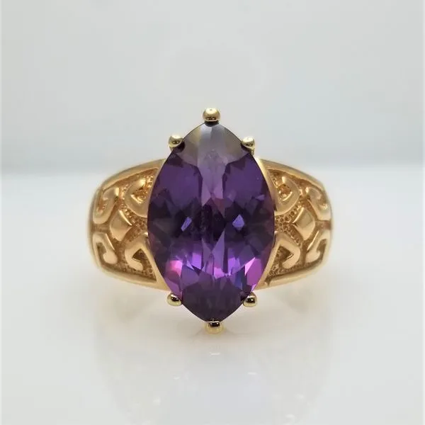 Yellow-Tone Sterling Silver Imitation Alexandrite Synthetic Sapphire Ring Chipper's Jewelry Bonney Lake, WA