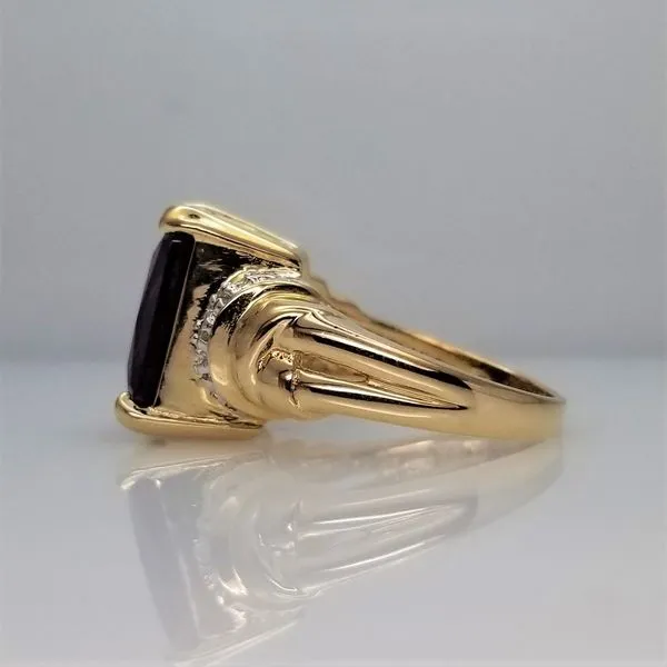 Yellow-Tone Sterling Silver Alexandrite Imitation Synthetic Sapphire Ring Image 2 Chipper's Jewelry Bonney Lake, WA