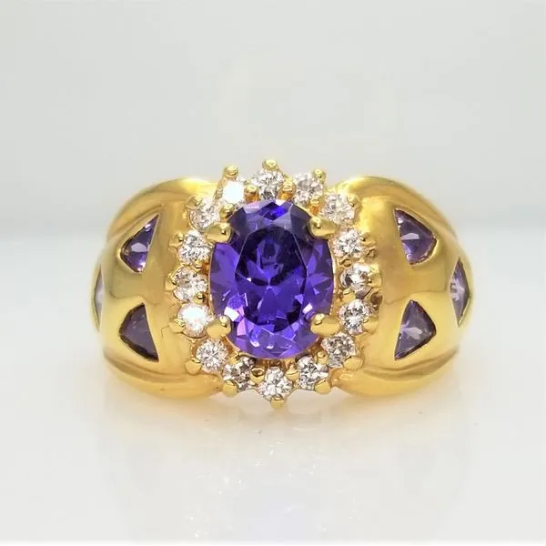 Imitation Amethyst CZ Ring in Yellow-Tone Sterling Silver Chipper's Jewelry Bonney Lake, WA