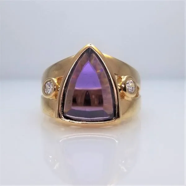 Imitation Amethyst and CZ Ring in Yellow-Tone Sterling Silver Chipper's Jewelry Bonney Lake, WA