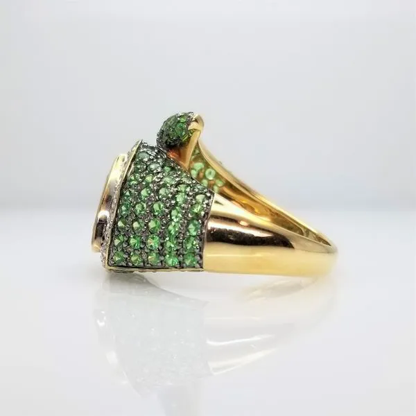 Chrome Diopside Center with Tsavorite and Diamond Sides in 14K Yellow Gold Image 2 Chipper's Jewelry Bonney Lake, WA