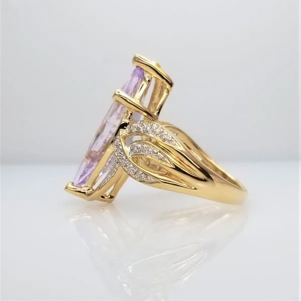 Fantasy Cut Amethyst and Diamond Ring in 14K Yellow Gold Image 2 Chipper's Jewelry Bonney Lake, WA