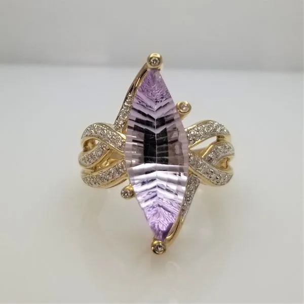 Fantasy Cut Amethyst and Diamond Ring in 14K Yellow Gold Chipper's Jewelry Bonney Lake, WA