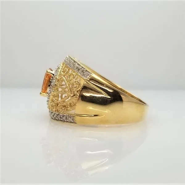 Oval Cut Spessartite Garnet and Diamond Ring in 14K Yellow Gold Image 2 Chipper's Jewelry Bonney Lake, WA