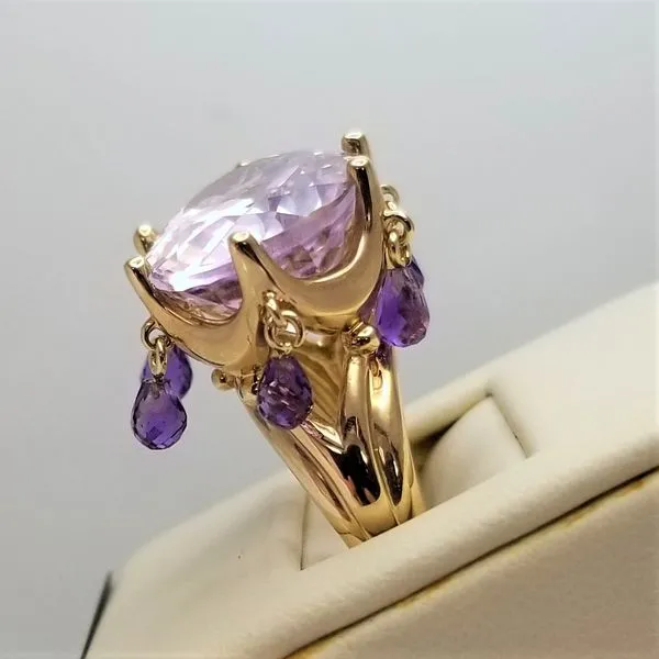 Oval Cut Amethyst Ring with Amethyst Briole Dangles in 14K Yellow Gold Image 2 Chipper's Jewelry Bonney Lake, WA