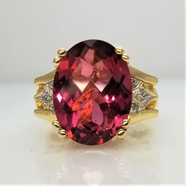 18kt Yellow Gold Pink Tourmaline and Diamond Ring Chipper's Jewelry Bonney Lake, WA