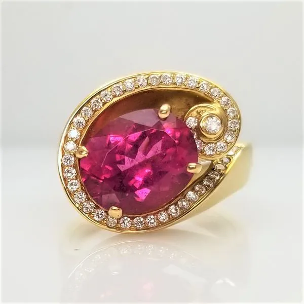 18kt Yellow Gold Pink Tourmaline and Diamond Ring Chipper's Jewelry Bonney Lake, WA