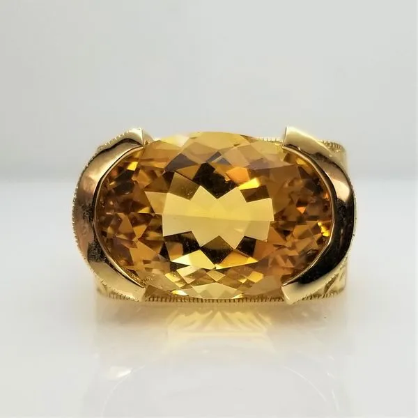14kt Yellow Gold Oval Cut Citrine Ring Chipper's Jewelry Bonney Lake, WA