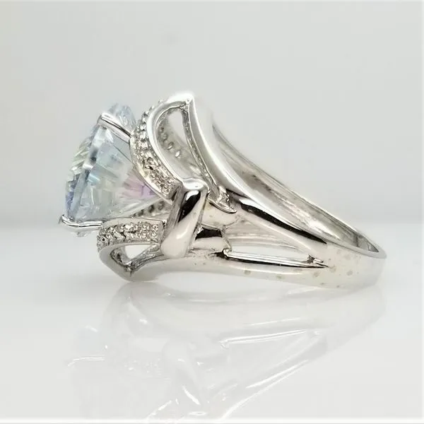 Oval Shaped Optix Cut Cassiopeia Topaz and Diamond Ring in 14kt White Gold Image 2 Chipper's Jewelry Bonney Lake, WA