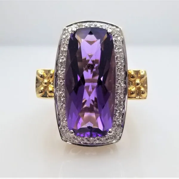Amethyst and Single Cut Diamond Ring in 14kt Yellow Gold Chipper's Jewelry Bonney Lake, WA