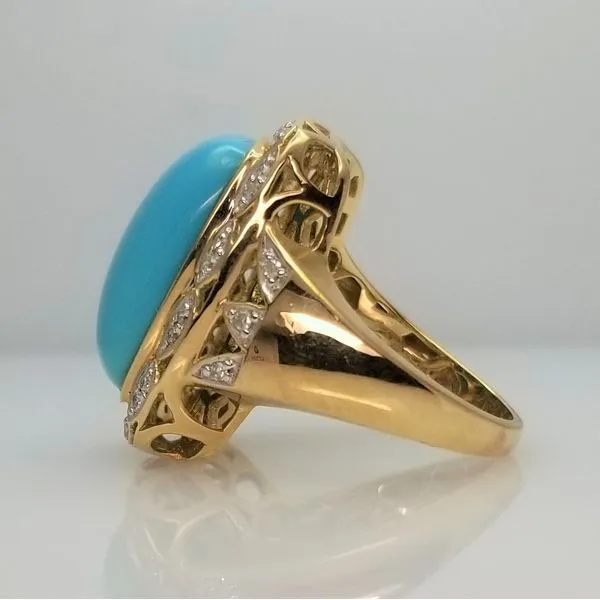 Turquoise and Diamond Ring in 14kt Yellow Gold Image 2 Chipper's Jewelry Bonney Lake, WA