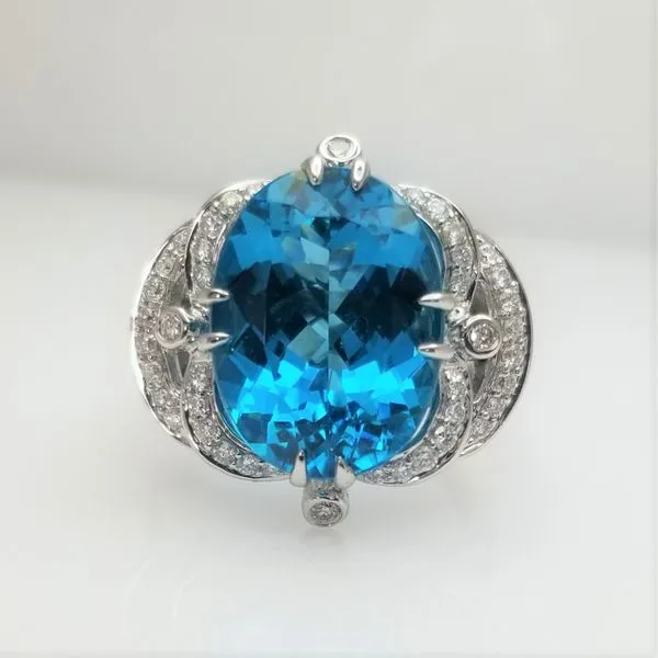 Oval Cut Apatite and Diamond Ring in 18kt White Gold Chipper's Jewelry Bonney Lake, WA