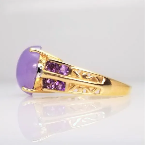 14kt Yellow Gold Lavender Jade with Amethyst and Diamond Ring Image 2 Chipper's Jewelry Bonney Lake, WA