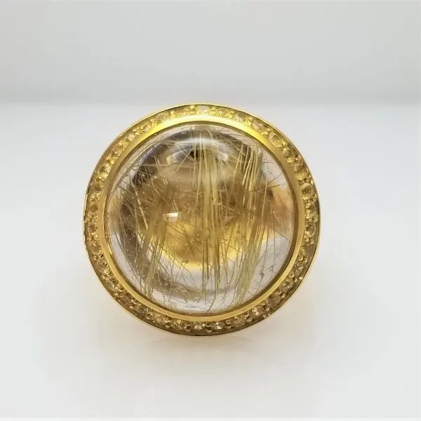18kt Yellow Gold Cabachon Golden Rhutilated Quartz Ring Chipper's Jewelry Bonney Lake, WA
