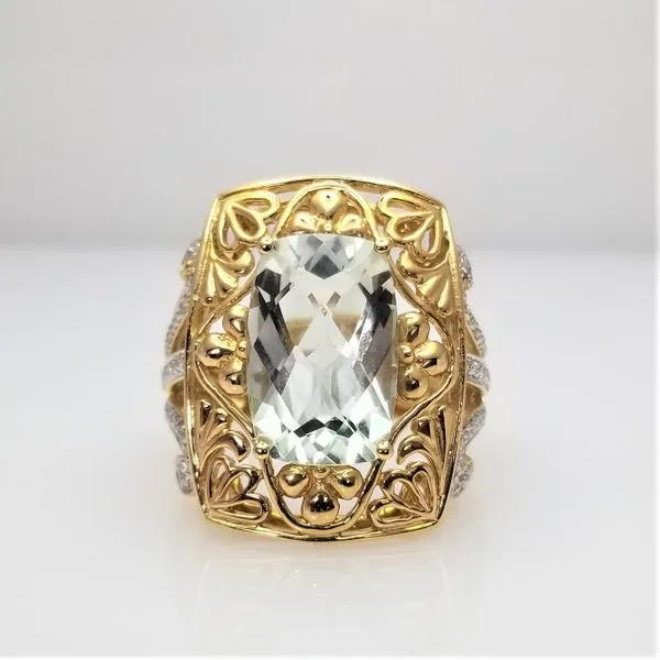 14kt Yellow Gold Aquamarine and Diamond Ring Chipper's Jewelry Bonney Lake, WA