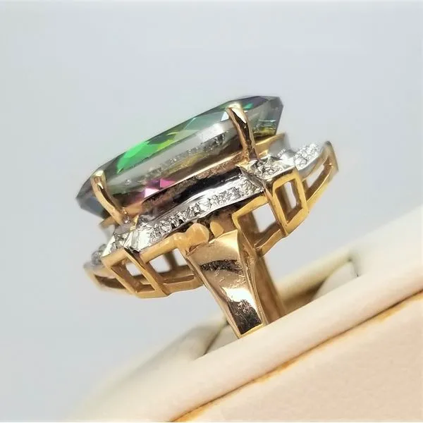 Oval Cut Mystic Fire Topaz Ring with Single Cut Diamonds Image 2 Chipper's Jewelry Bonney Lake, WA