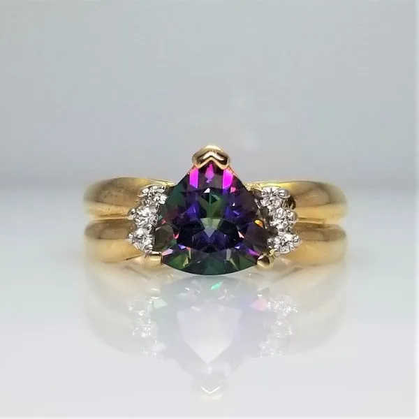 Trillion Cut Mystic Topaz and Diamond Ring Chipper's Jewelry Bonney Lake, WA