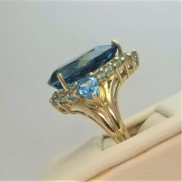10Kt Yellow Pear Shaped London Blue Topaz Ring Image 2 Chipper's Jewelry Bonney Lake, WA