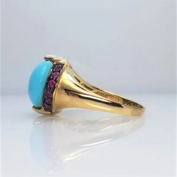 Chinese Turquoise Ring in 14Kt Yellow Gold Image 2 Chipper's Jewelry Bonney Lake, WA