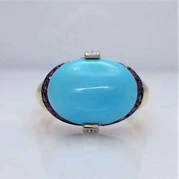 Chinese Turquoise Ring in 14Kt Yellow Gold Chipper's Jewelry Bonney Lake, WA
