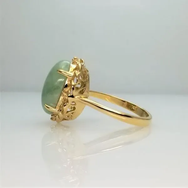 Jade and Diamond Ring in 14kt Yellow Gold Image 2 Chipper's Jewelry Bonney Lake, WA