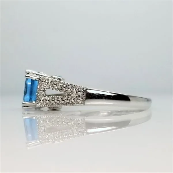 Oval Cut Blue Topaz Ring in 14Kt White Gold Image 2 Chipper's Jewelry Bonney Lake, WA