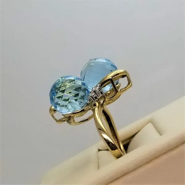 Blue Topaz and Diamond Ring in 14Kt Yellow Gold Image 2 Chipper's Jewelry Bonney Lake, WA