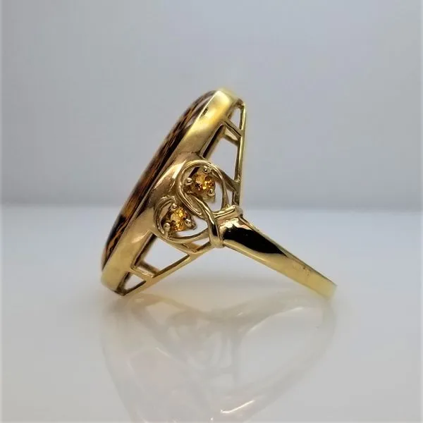 Amber Leopard Face Ring in 14K Yellow Gold Image 2 Chipper's Jewelry Bonney Lake, WA