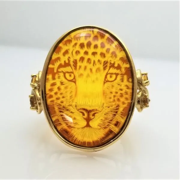 Amber Leopard Face Ring in 14K Yellow Gold Chipper's Jewelry Bonney Lake, WA