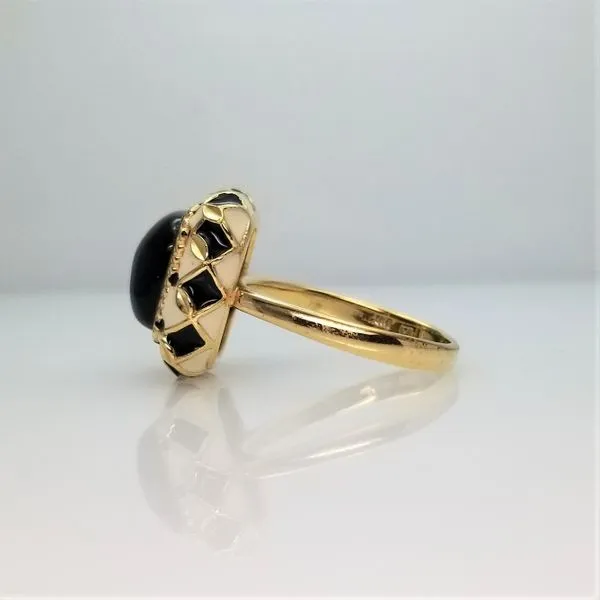 Onyx and Enamel Ring in 14K Yellow Gold Image 2 Chipper's Jewelry Bonney Lake, WA