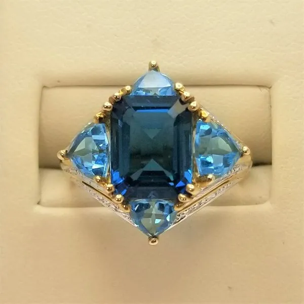 Blue Topaz and Diamond Ring in 10K Yellow Gold Chipper's Jewelry Bonney Lake, WA