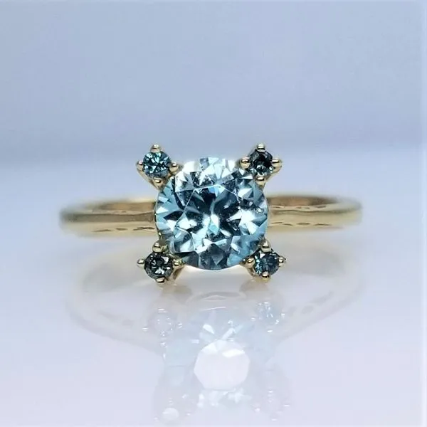 Blue Zircon and Blue Diamond Ring in 14K Rose Gold Chipper's Jewelry Bonney Lake, WA