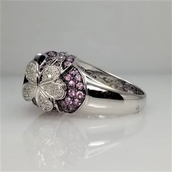 14K White Gold Amethyst Ring with Diamonds and Rose Quartz Sides Image 2 Chipper's Jewelry Bonney Lake, WA
