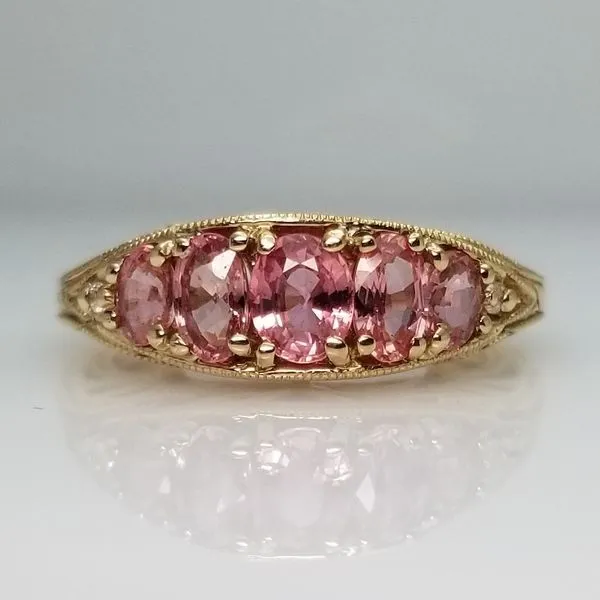14K Yellow Gold Oval Cut Padparadscha Sapphire Ring Chipper's Jewelry Bonney Lake, WA