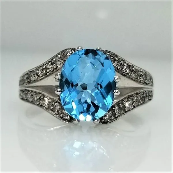 14K White Gold Blue Topaz Ring Chipper's Jewelry Bonney Lake, WA