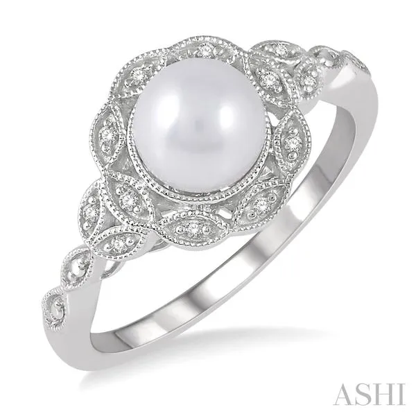 Sterling Silver Pearl and Diamond Ring Chipper's Jewelry Bonney Lake, WA