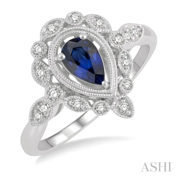 10K White Gold Blue Sapphire and Diamond Ring Chipper's Jewelry Bonney Lake, WA