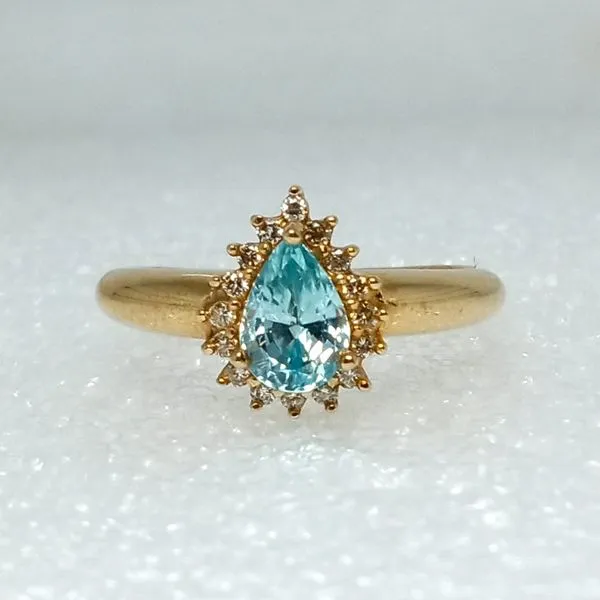 14K Yellow Gold Aquamarine and Diamond Ring Chipper's Jewelry Bonney Lake, WA