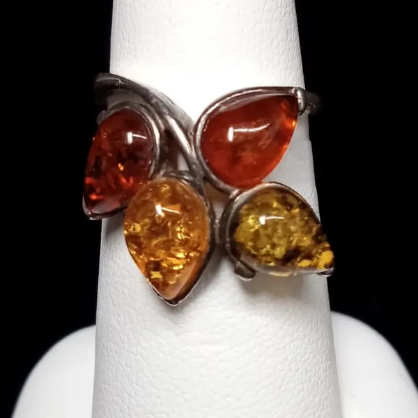 Amber Ring with Orange, Yellow & Green Amber Image 2 Chipper's Jewelry Bonney Lake, WA