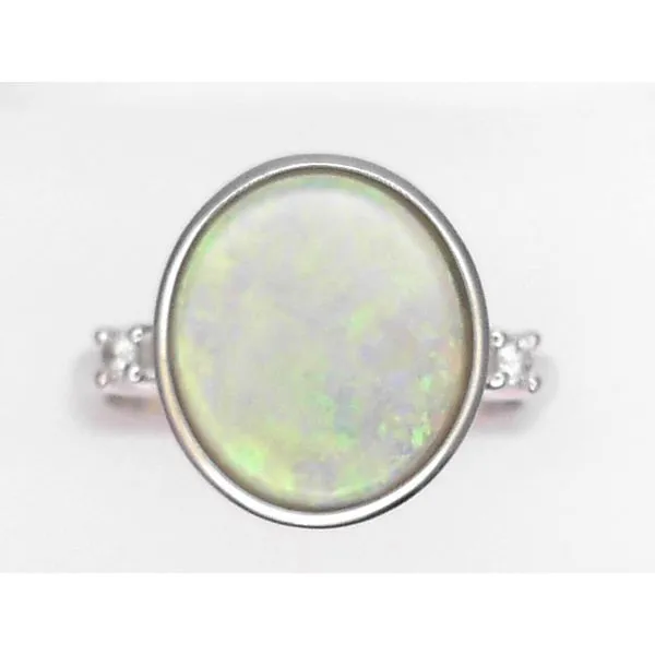 14K White Gold Oval Opal Ring Image 2 Chipper's Jewelry Bonney Lake, WA